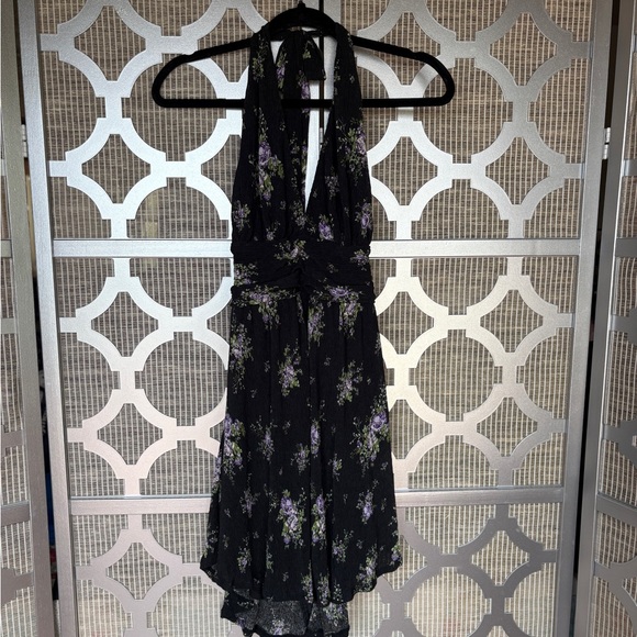 wild fable Dresses & Skirts - NWT Halter Wild Fable Black and Purple Floral Backless Dress